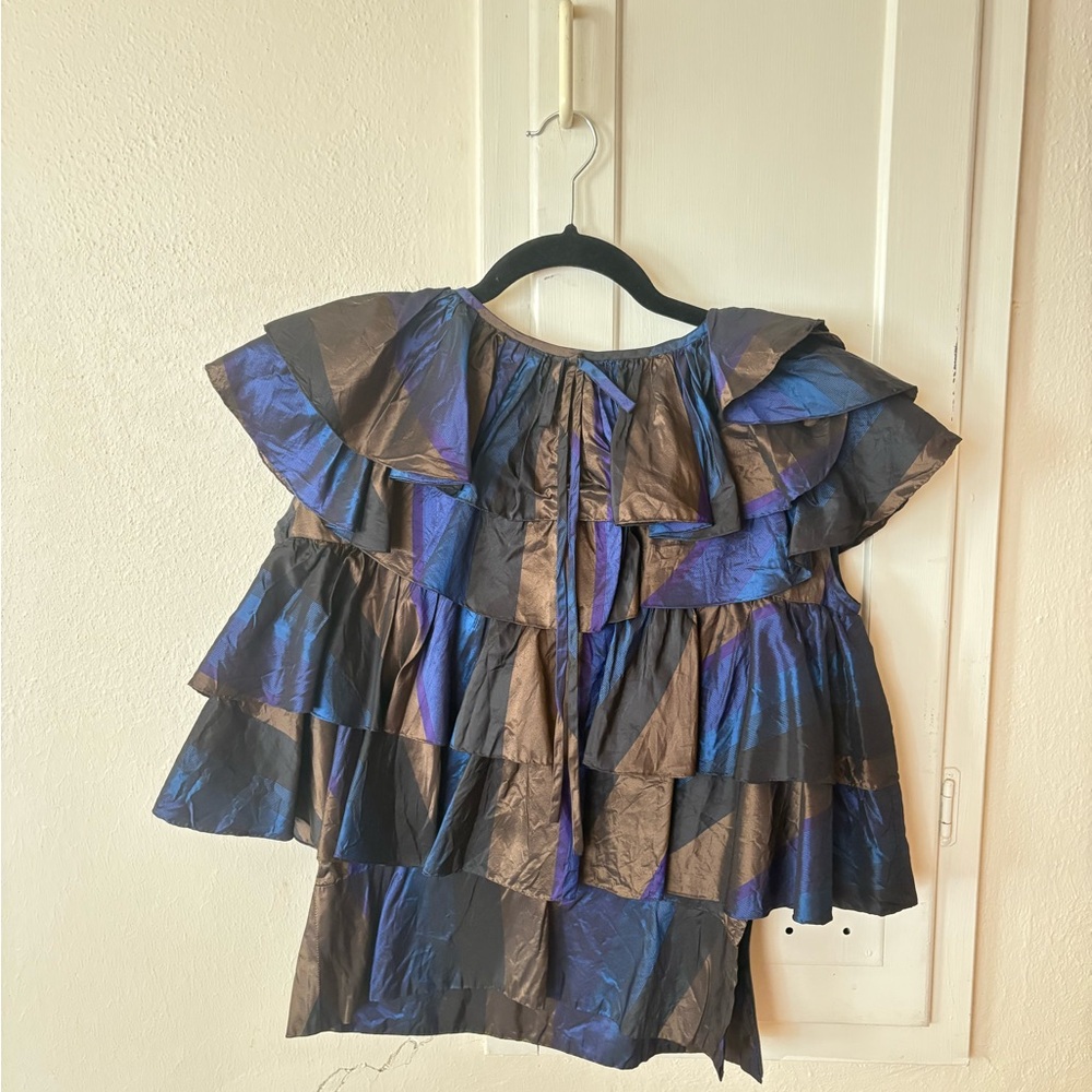 Valentino Boutique Elegant Black and Blue tiered top